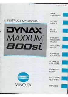 Minolta Dynax 800 si manual. Camera Instructions.